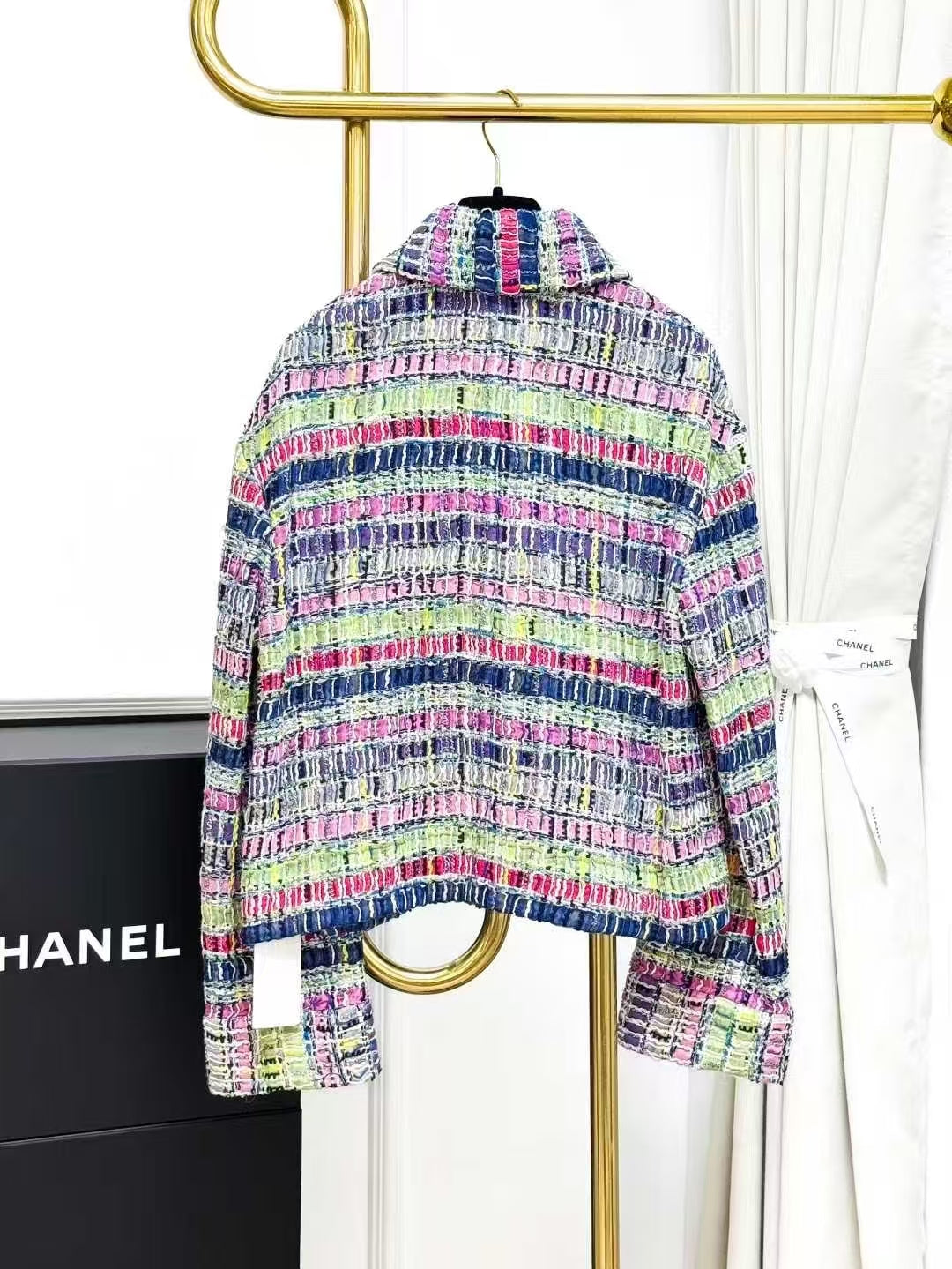 Chanel 21P Colorful Tweed Knit Long-Sleeve Jacket