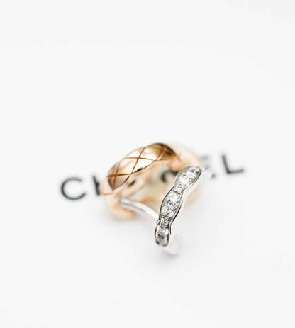 Chanel Cococrush Collection Two-tone gold and white gold diamond stud earrings