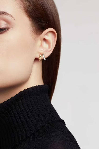 Chanel Cococrush Collection Two-tone gold and white gold diamond stud earrings