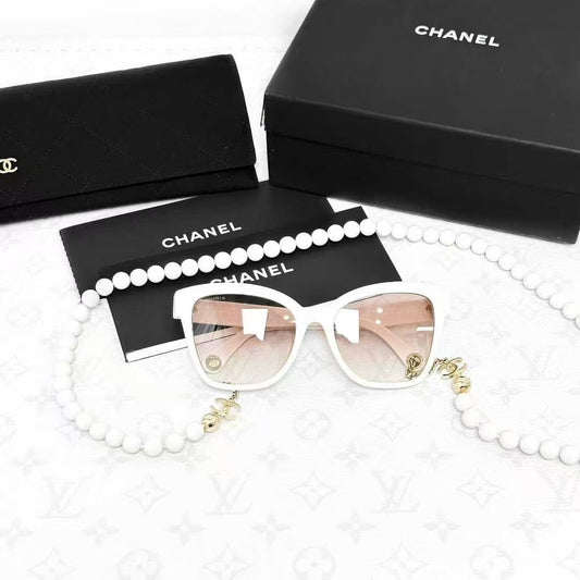 Chanel Light Pink Pearl Chain Sunglasses