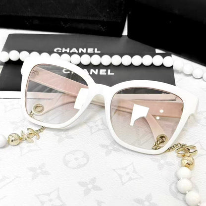 Chanel Light Pink Pearl Chain Sunglasses