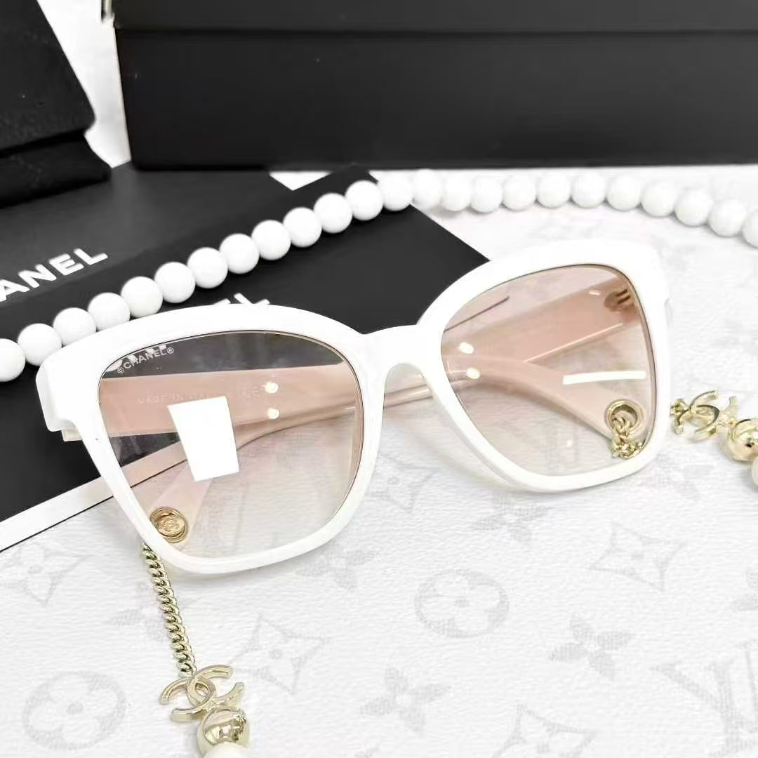 Chanel Light Pink Pearl Chain Sunglasses