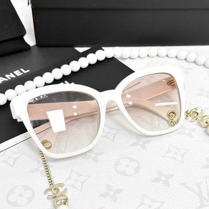 Chanel Light Pink Pearl Chain Sunglasses