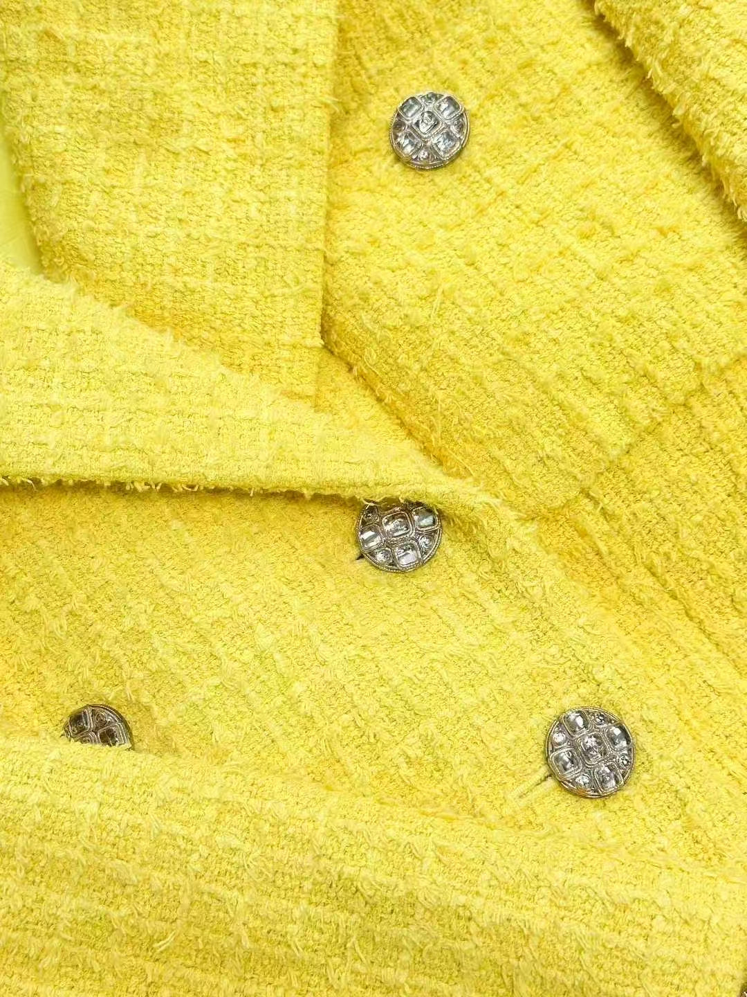 Chanel 22S Yellow Knitted Collar Double-Breasted Short Jacket