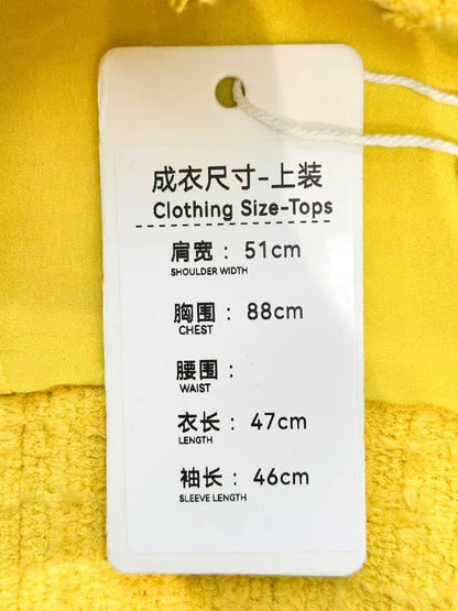 Chanel 22S Yellow Knitted Collar Double-Breasted Short Jacket