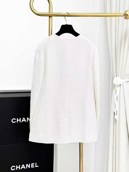 Chanel 23S Must-Have Classic White Round-Neck Moonlight Jacket