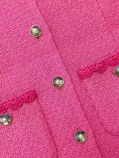 Chanel 24A Peach Pink Lace-Trimmed Sleeveless Knit Vest