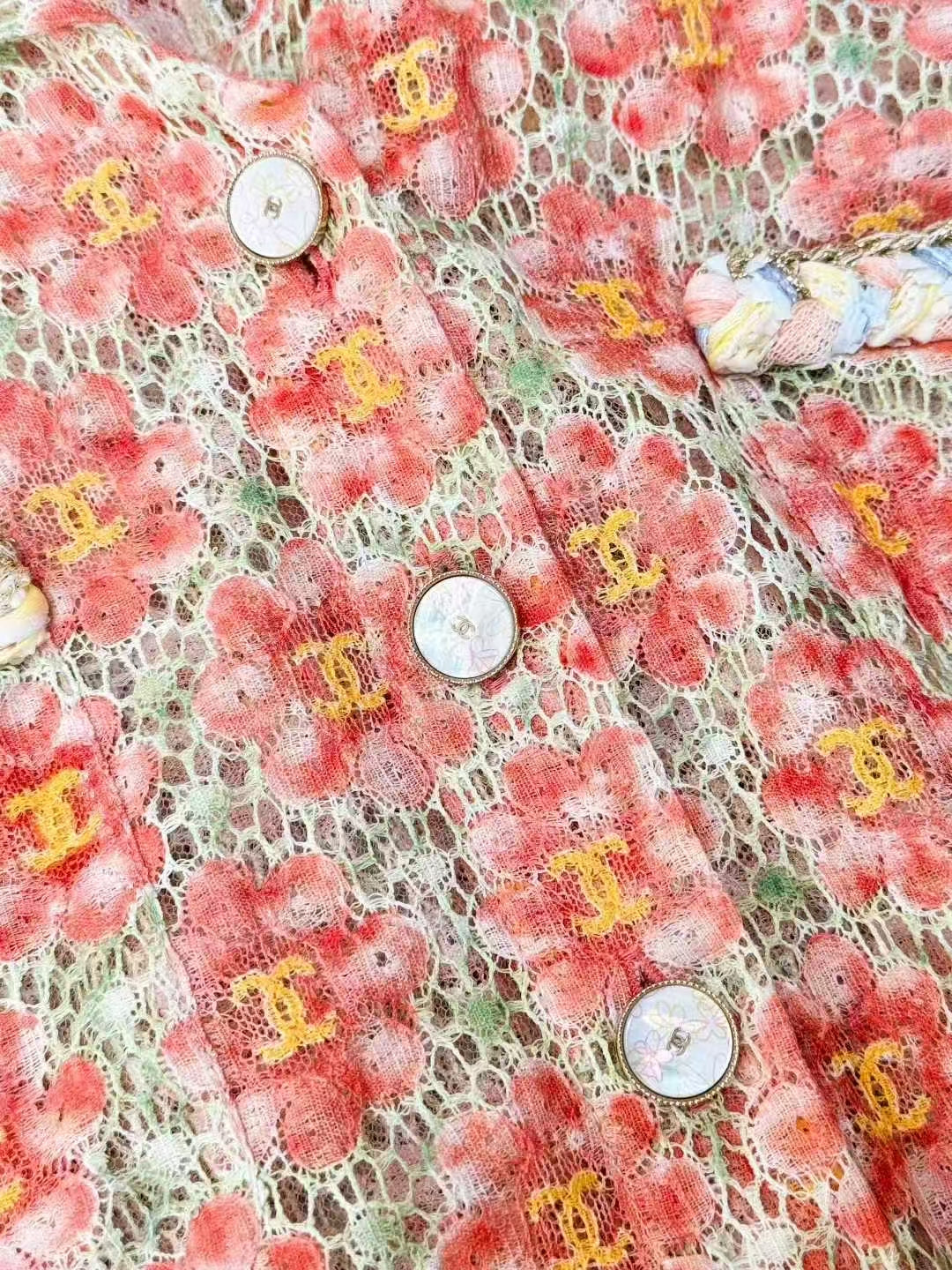 Chanel 25P Orange Floral Double C Lightweight Hooded Jacket, Cardigan