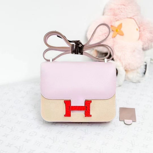 Hermes Constance Mini 09 Dream Purple, Crocodile Buckle, Evercolor Leather
