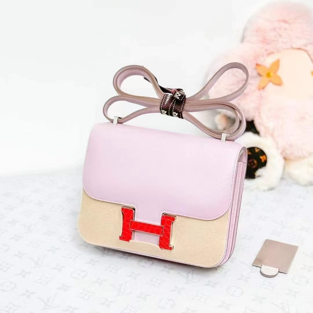 Hermes Constance Mini 09 Dream Purple, Crocodile Buckle, Evercolor Leather