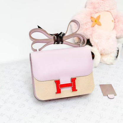 Hermes Constance Mini 09 Dream Purple, Crocodile Buckle, Evercolor Leather