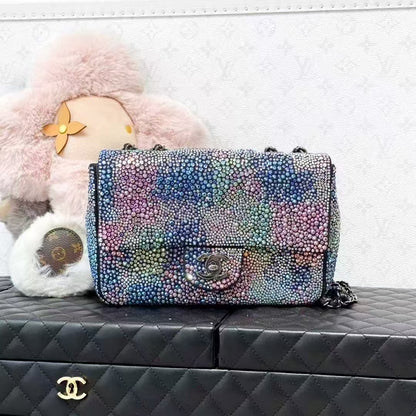 Chanel 22C Full Diamond-Studded CF Large Mini Chain Bag