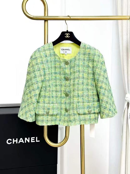 Chanel 19P Short Knit Jacket in Avocado Green