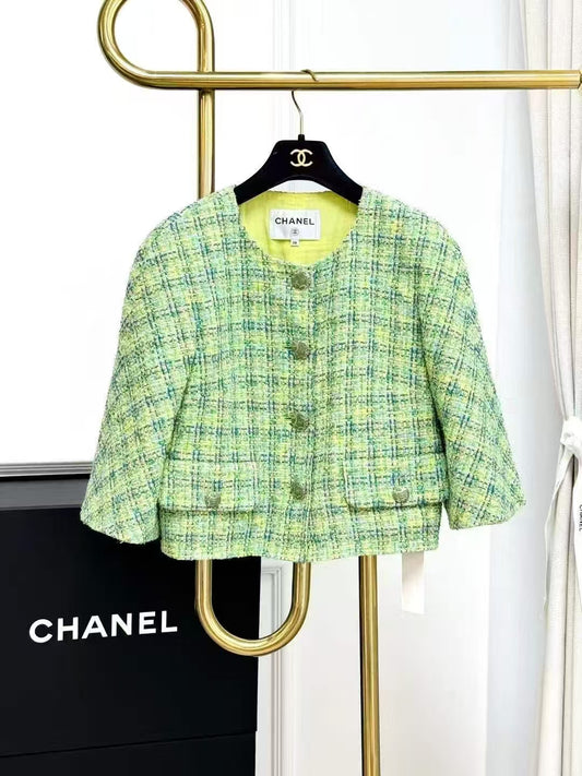 Chanel 19P Short Knit Jacket in Avocado Green