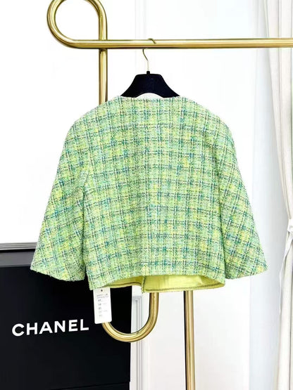 Chanel 19P Short Knit Jacket in Avocado Green