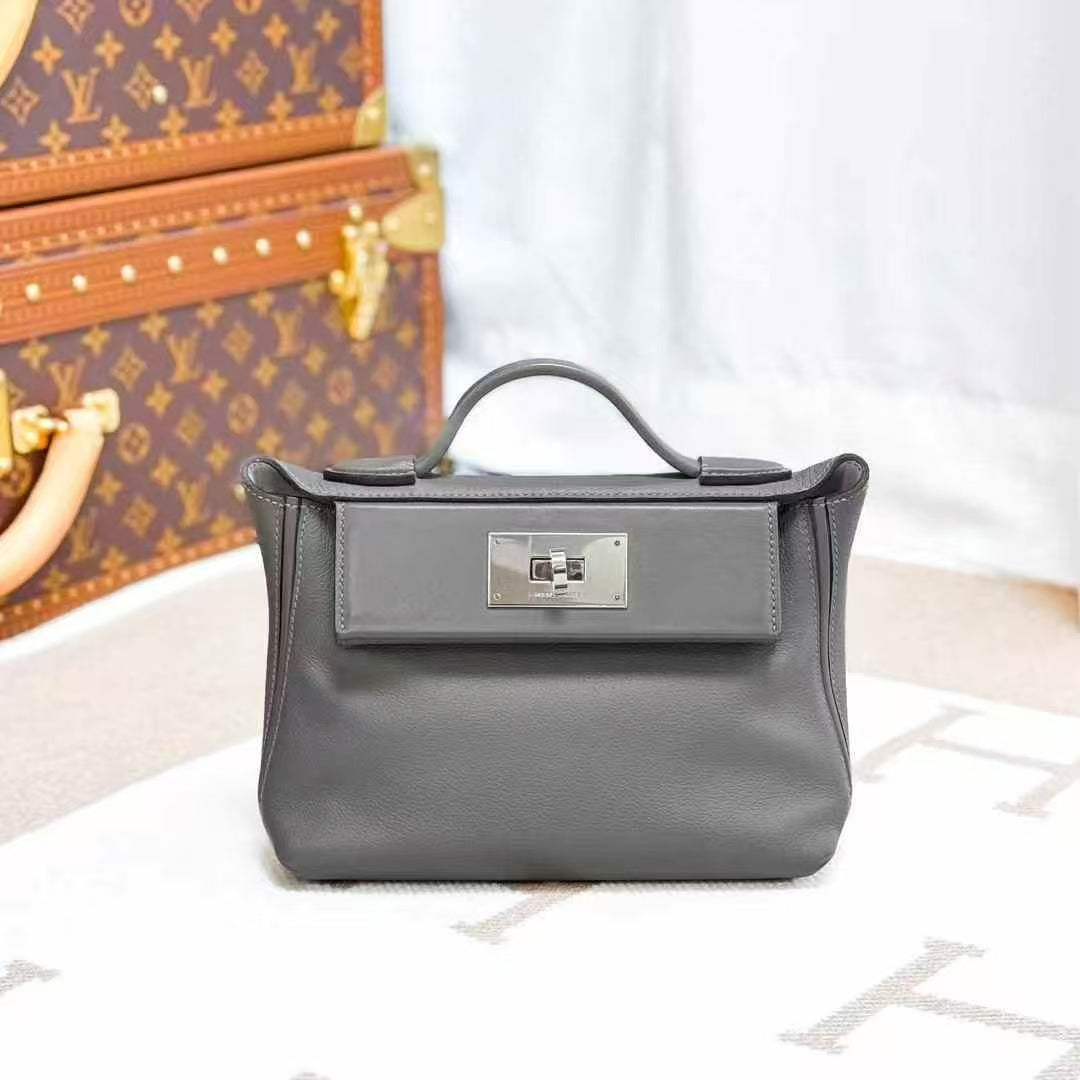 Hermes 2424 Mini 0L Cumulus Gray with White Lining