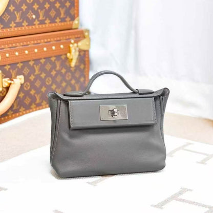 Hermes 2424 Mini 0L Cumulus Gray with White Lining