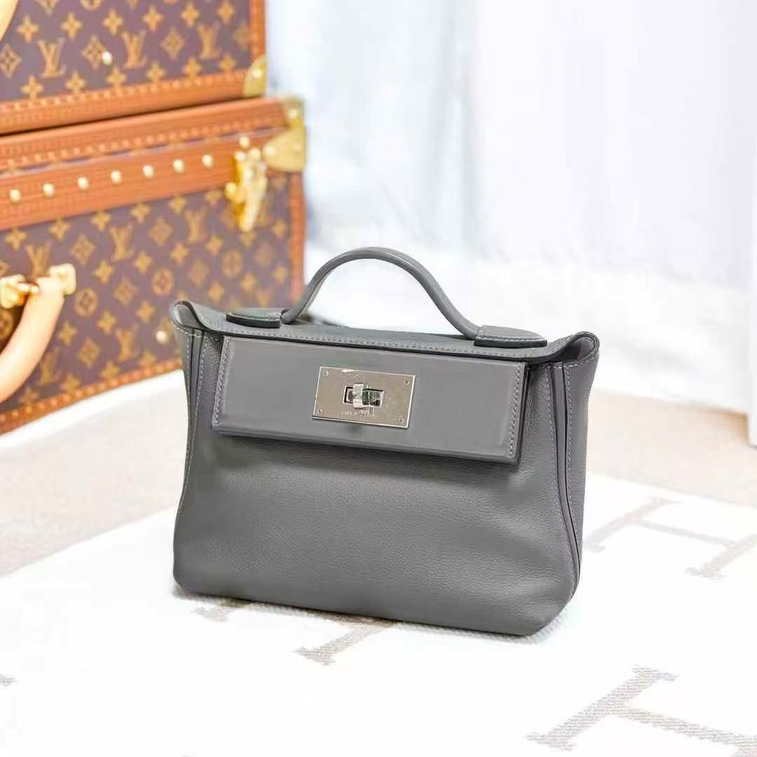 Hermes 2424 Mini 0L Cumulus Gray with White Lining