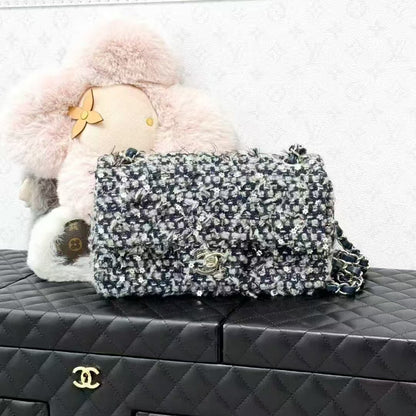 Chanel 21B Blue-Gray Ombre Mini with Floral Sequins, Chain Bag