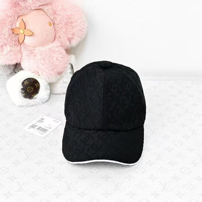 Chanel 25S Black Double C Subtle Pattern Baseball Cap