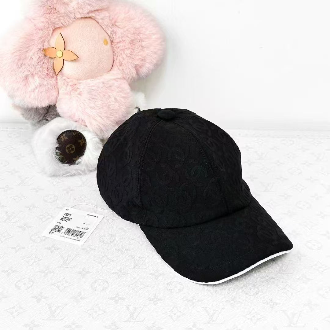 Chanel 25S Black Double C Subtle Pattern Baseball Cap