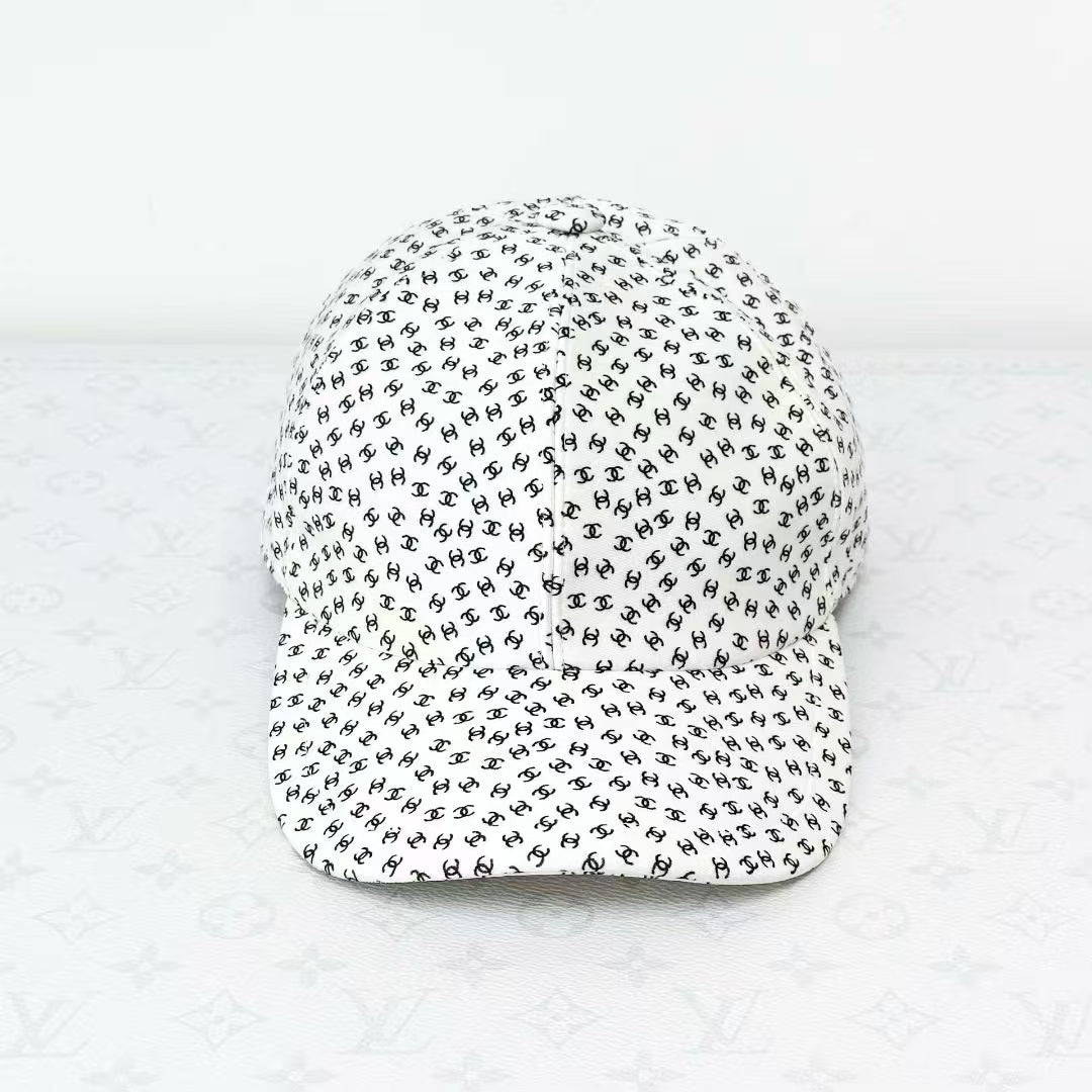 Chanel 25M White Double C All-Over Print Baseball Cap