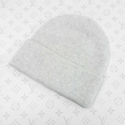 Chanel 25C Grey Heart-Patterned Cashmere Beanie