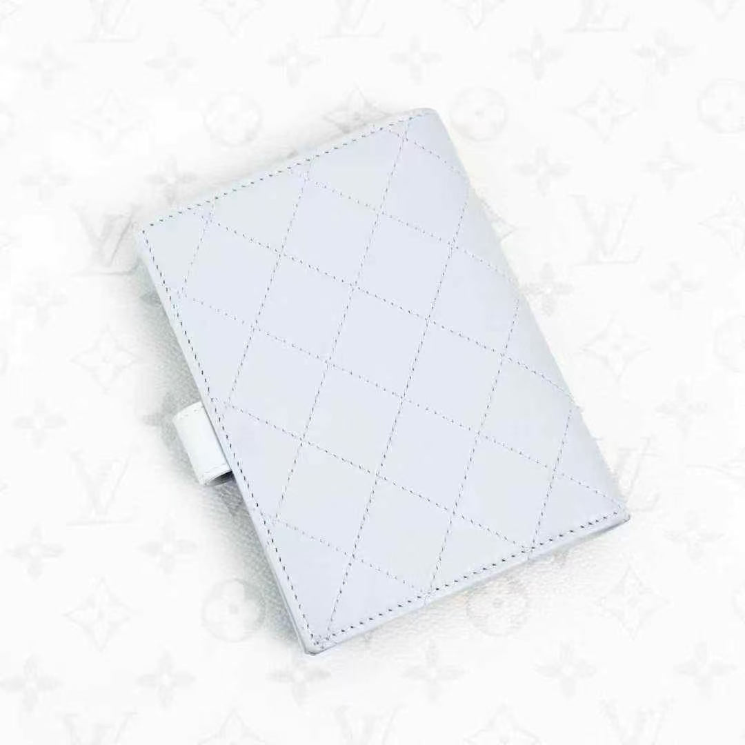 Chanel 24P Light Gray Double C Quilted Passport Holder and Card Case