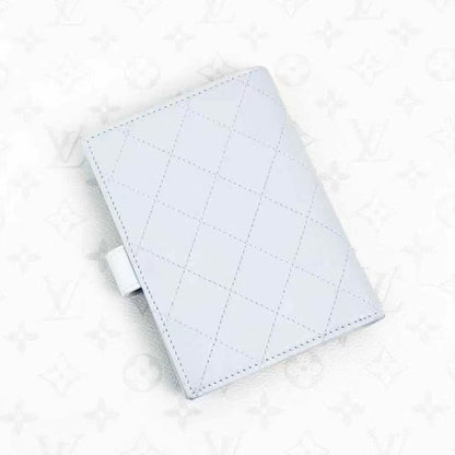 Chanel 24P Light Gray Double C Quilted Passport Holder and Card Case