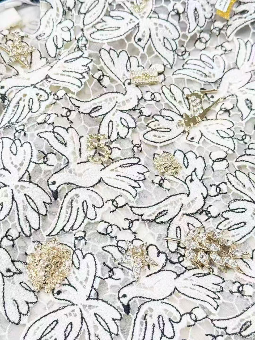 Chanel 22C Runway Collection Embroidered Lace and Peace Dove Dress