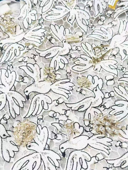 Chanel 22C Runway Collection Embroidered Lace and Peace Dove Dress