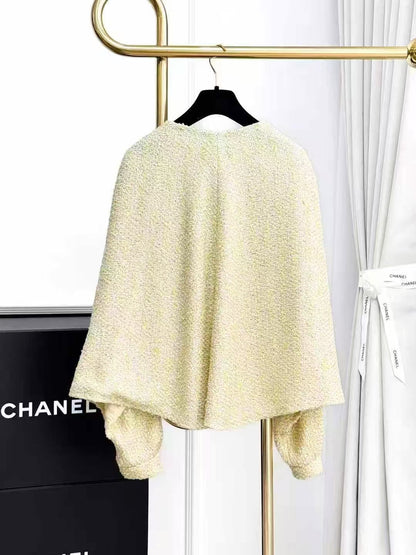 Chanel 23S Yellow Sequined Asymmetric Cape Jacket