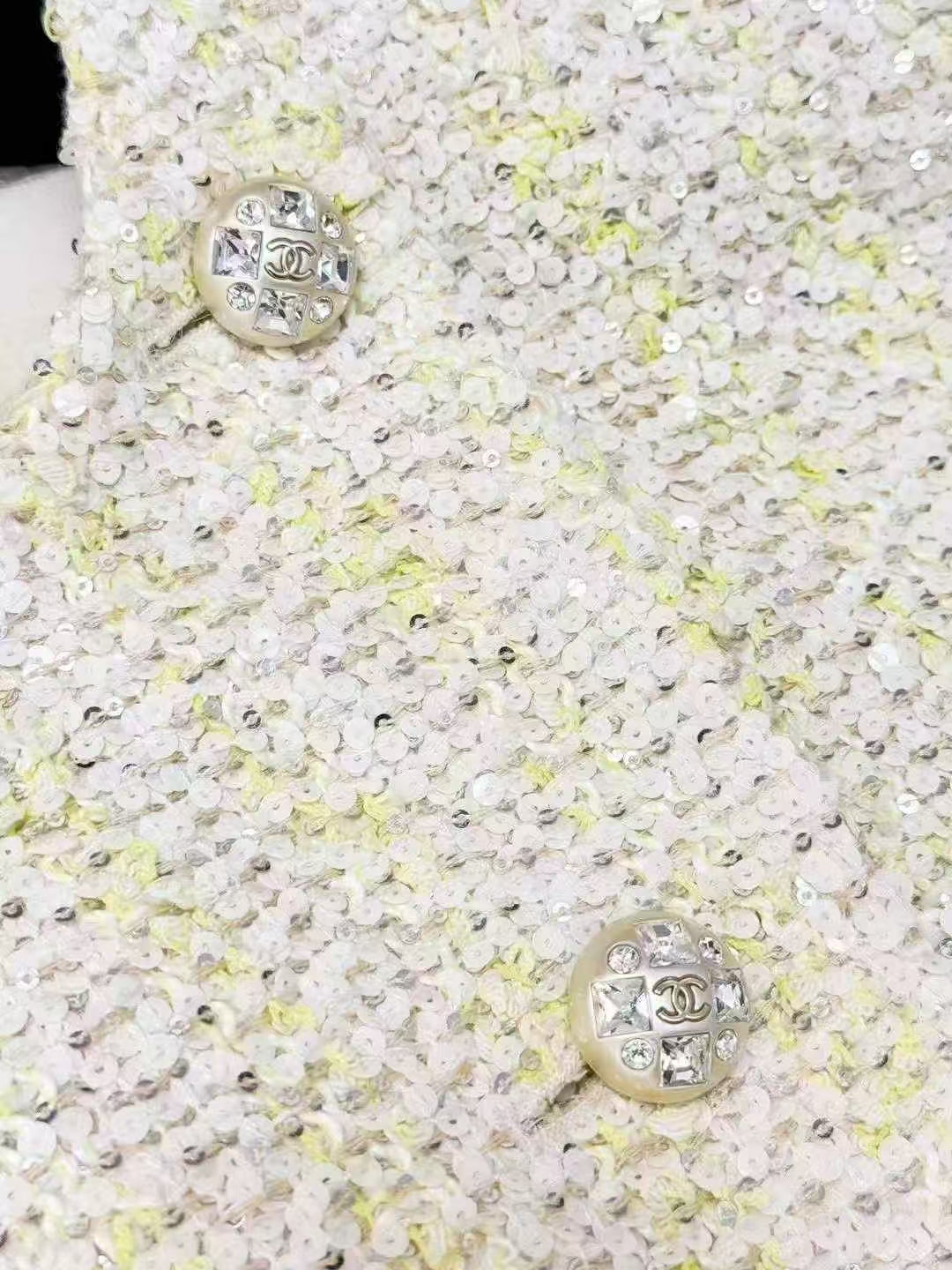 Chanel 23S Yellow Sequined Asymmetric Cape Jacket