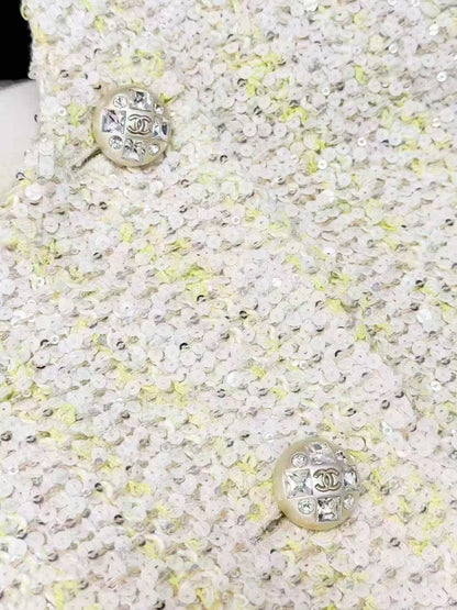 Chanel 23S Yellow Sequined Asymmetric Cape Jacket