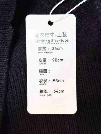 Chanel 21A Black Long-Sleeve Wing Pattern Cashmere Cardigan