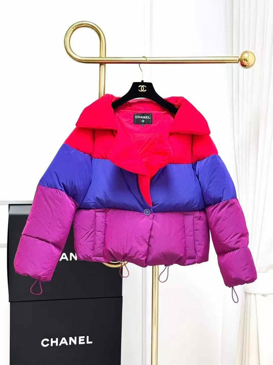 Chanel 19K Snow Collection Color-Blocked Striped Cotton Jacket