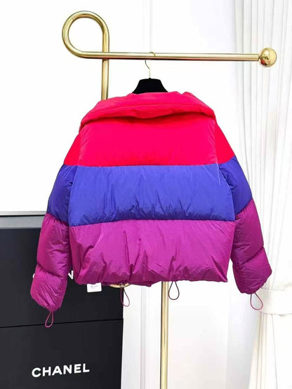 Chanel 19K Snow Collection Color-Blocked Striped Cotton Jacket