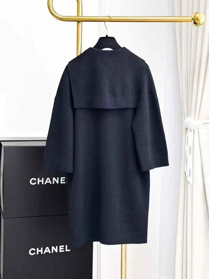 Chanel Hamburg Collection Navy Blue Knit Dress with Boat Neck