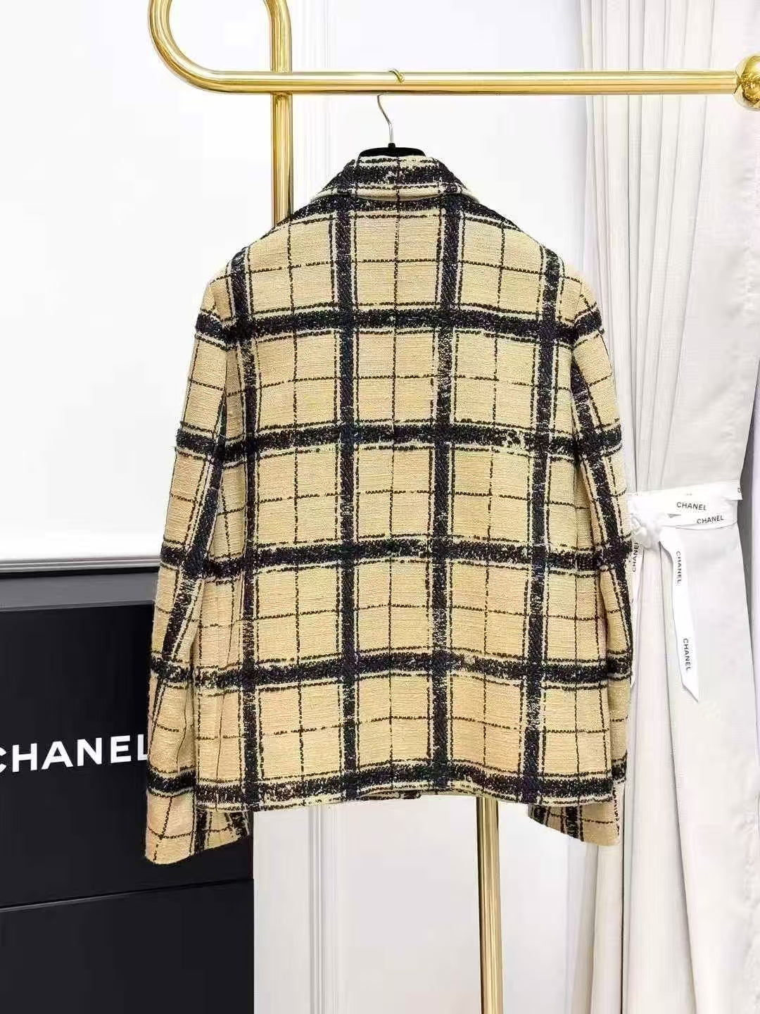 Dior Khaki and Black Checkered Collared Long-Sleeve Jacket