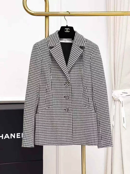 Dior Black and White Houndstooth Blazer