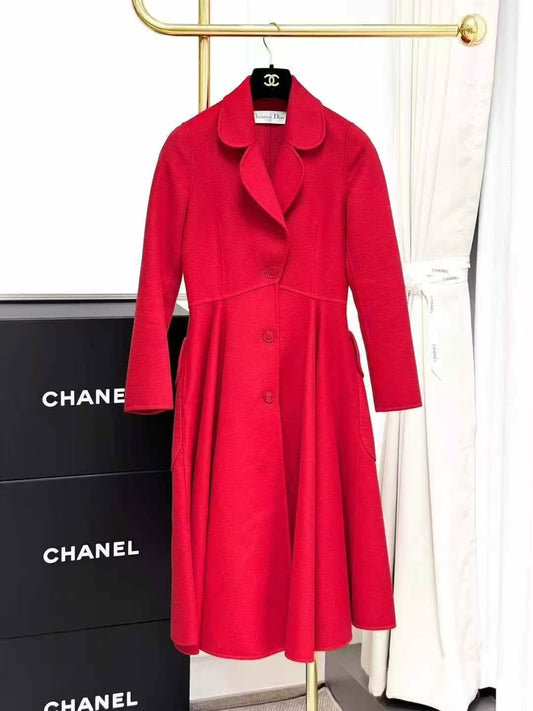 Dior Classic Red Long Wool Coat