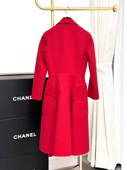 Dior Classic Red Long Wool Coat
