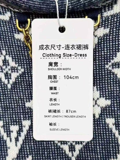 LV Blue Monogram Allover Print Rolled Sleeveless Dress