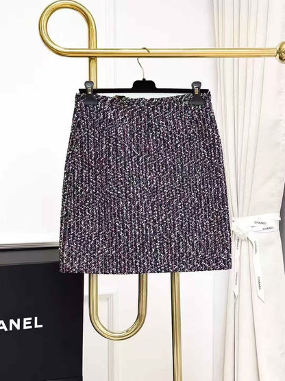 LV Red, Blue, and White Mixed-Color Wool Skirt, Mini Skirt