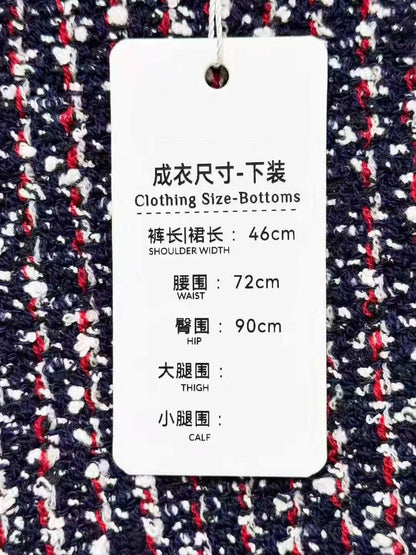 LV Red, Blue, and White Mixed-Color Wool Skirt, Mini Skirt