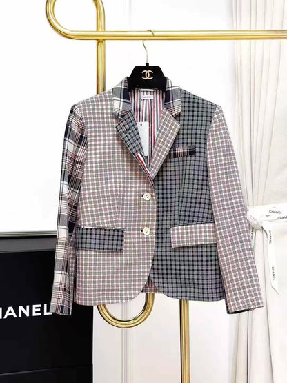 Thom Browne Mixed-Color Checkered Patchwork Blazer