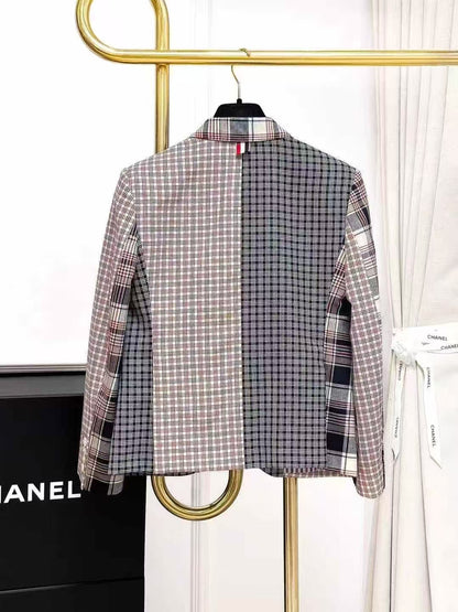 Thom Browne Mixed-Color Checkered Patchwork Blazer