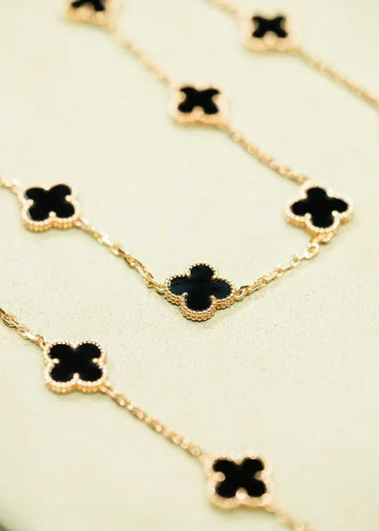 Van Cleef & Arpels Vintage Alhambra Collection Twenty-Flower Black Onyx Long Necklace