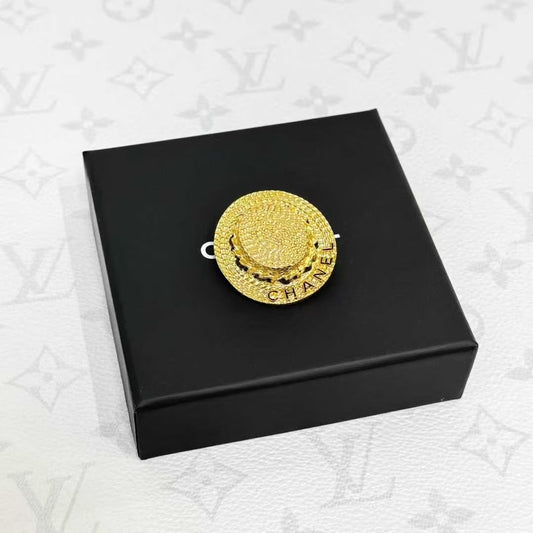 Chanel 25C Light Gold 3D Fisherman's Hat Straw Hat Brooch