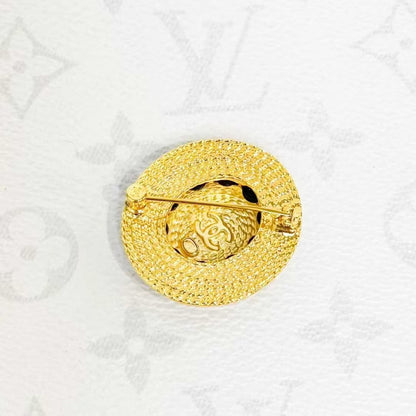 Chanel 25C Light Gold 3D Fisherman's Hat Straw Hat Brooch